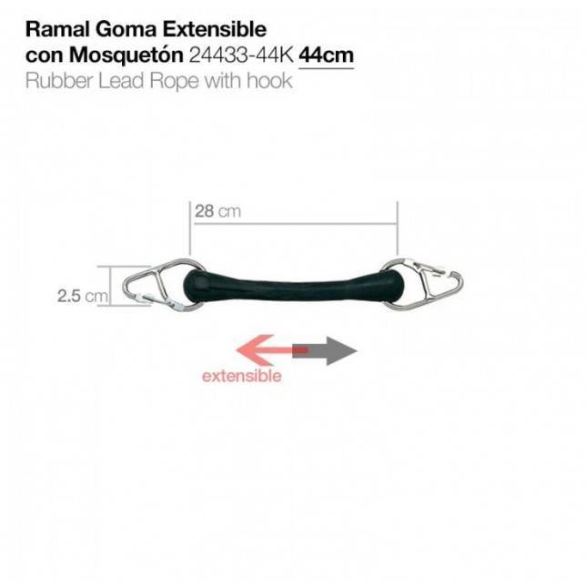 RAMAL GOMA EXTENSIBLE CON MOSQUETÓN 24433-44K 44cm ZALDI