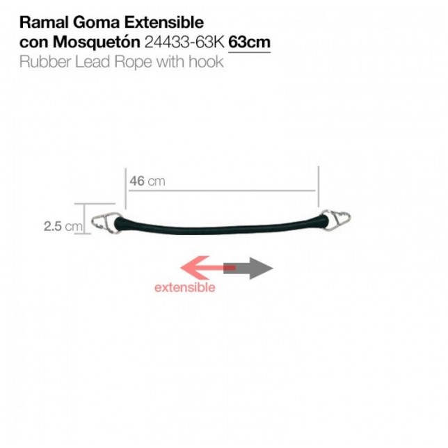 RAMAL GOMA EXTENSIBLE CON MOSQUETÓN 24433-63K 63cm ZALDI