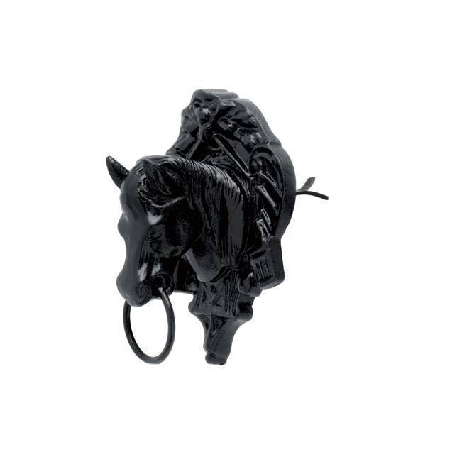 Amarre pared Roldán cabeza caballo con escudo negro